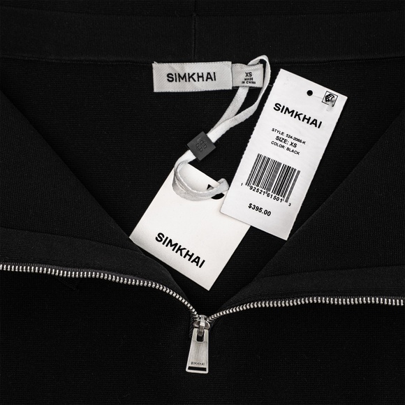 NWT SIMKHAI Rebecka Off Shoulder Knit Top in Black Sweater $395 - Size XS - Picture 9 of 10